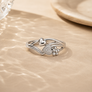Rose <b>Gold</b> Plated Double Heart Sterling Silver Fashion <b>Ring</b> - Product Image 5