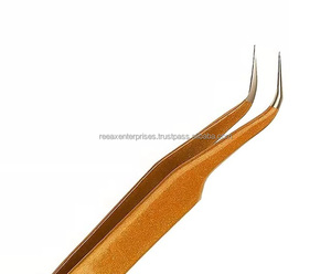 Pince à cils dorée de haute qualité, acier inoxydable de grade A+, pointe fine, outil d'extension de cils - Product Image 3