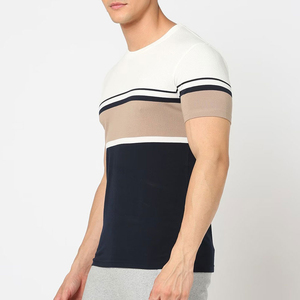2024 camisetas de fibra de bambú de punto con bloque de Color para hombre, tacto suave, multicolor, verano, de talla grande, secado rápido - Product Image 2