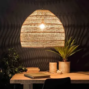 Grosir lampu kap lampu rotan lampu gantung liontin penutup cahaya bambu ramah lingkungan produk anyaman tangan antik alami