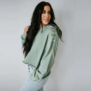 เสื้อฮู้ดผ้ายีนส์สำหรับผู้หญิงวินเทจซักด้วยกรดเสื้อผ้าแนวสตรีทแบบลำลองสำหรับฤดูหนาวเสื้อผ้าแนวสตรีทผ้าคอตตอนถักสีพื้นปัก3D - Product Image 3