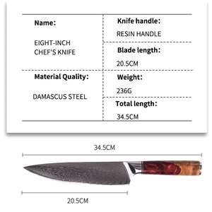 Venta al por mayor personalizado de alta calidad OEM ODM servicio profesional japonés Damasco acero cocina Chef cuchillo fijo hoja afilada - Product Image 5