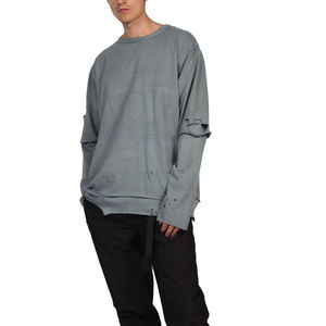 Vente chaude 100% coton hommes sweat Durable en détresse vêtements d'hiver Logo personnalisé solide motif uni teint sweats à capuche sweats - Product Image 4