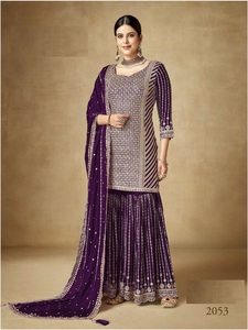 Traje de mujer Pure Blooming Heavy Chi-non Dupatta con bordado Fancy Sequence Work para fiestas - Product Image 2