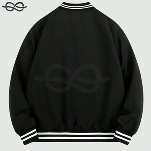 High Quality Men's Bomber <b>Jacket</b> with Custom Embroidery Striped Trim & Slant Pockets <b>Varsity</b> <b>Jacket</b> Oversized - Product Image 4