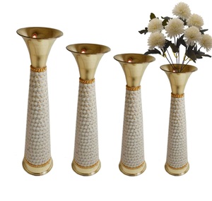 แจกันเหล็กประดับชายฝั่งที่ทันสมัยแจกันอลูมิเนียมทองเหลืองสุดหรูแจกันตั้งพื้นทำด้วยมือสำหรับงานแต่งงานของตกแต่งบ้าน - Product Image 5