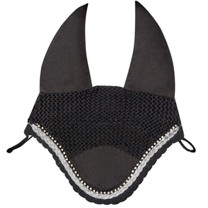 High Quality Knitted Breathable Poly Cotton Crochet Horse <b>Fly</b> Veil Hood Horse Bonnet - Product Image 1