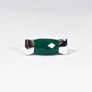 925 Sterling Silver Handmade Half Bezel Setting <b>Cushion</b> Cut Green Onyx Women's Fine Jewelry <b>Ring</b> Factory Direct for Parties - Product Image 1