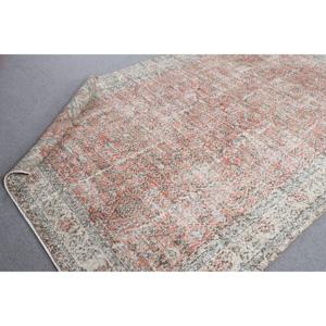 Tapis vintage, grand tapis de 6,1 x 9,6 pieds, tapis turc en laine abstrait rouge - Product Image 5