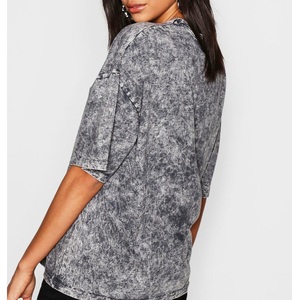 Camiseta de lavado ácido de alta calidad para mujer, buena calidad, verano, señoras, Color sólido, ropa de calle Vintage, camisetas para mujer - Product Image 4