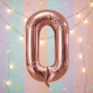 Globo de Número 0 Color Oro Rosa de 80cm para Decoración de Fiestas - Product Image 3