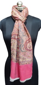 Handmade Embroidered Luxurious Long Winter Jacquard <b>Silk</b> Scarves & <b>Shawls</b> Fouta Customizable for Women Made in India - Product Image 5