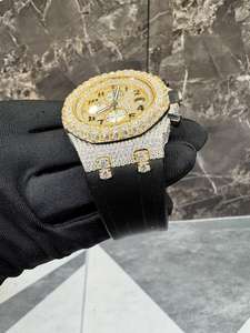 Montre-bracelet mécanique de luxe pour homme, chronographe, acier inoxydable, mouvement suisse, diamants en moissanite VVS, bracelets en caoutchouc personnalisés - Product Image 3