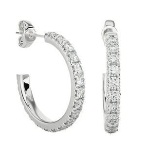 Pendientes de aro de diamante cultivados en laboratorio de forma redonda de 2,0 quilates personalizados VVS Clarity DEF Color en juego de pendientes de oro blanco de 14 quilates para mujer - Product Image 1