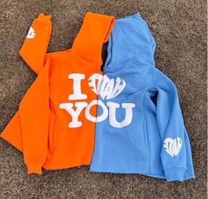 Custom Drop Shoulder Puff Print Hombres Sudaderas con capucha de gran tamaño recortada Raw Hem Street Wear 3D Puff Print Sudadera con capucha para hombres y mujeres - Product Image 1