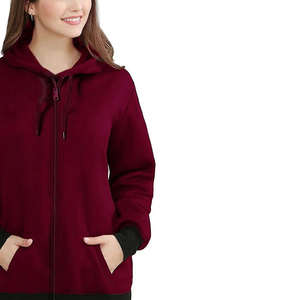 Sweat à capuche zippé en polaire pour femme, coupe classique, anti-boulochage, respirant - Product Image 4