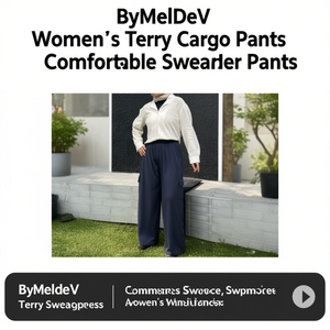 กางเกงเทอร์รี่คาร์โก้สำหรับผู้หญิง ByMeldev กางเกงสเวตเตอร์ใส่สบาย - Product Image 3