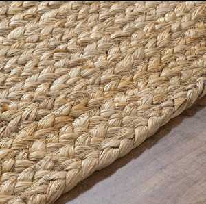 Tapis et ensemble de zone de jute naturel de taille personnalisable faits à la main chemin tressé de Style ferme rustique pour le salon - Product Image 4