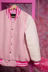 Custom Logo Embossed Windproof Varsity Jacket Regular Leather Baseball Letterman for Kids Men Women Toddlers <b>Black</b> Wool Satin - Product Image 6