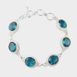 Apatite Gemstone Tennis <b>Bracelet</b> 925 <b>Sterling</b> <b>Silver</b> Handmade Luxury Charm Glowing GIA Certified Birthday Gift for Mom <b>Womens</b> - Product Image 1