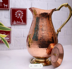 Copper Water Curved Jug Traditional Design 100% pure copper - Product Image 1