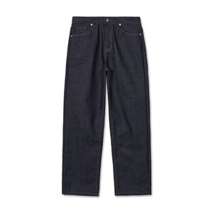 Pantalon droit taille haute semi-ample en denim brut avec tissu en toile INDIGO West Grand <span class=keywords><strong>Boulevard</strong></span> - Product Image 1