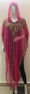 Chic soirée Cocktail porter femme vêtements à capuche Poncho haussement d'épaules lourd main broderie travail perdre Maxi robe fête visites