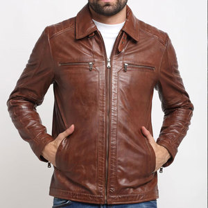 Vente en gros Vêtements de sport pour hommes Moto Veste en cuir unisexe Bouton imprimé Logo Moto Vestes en cuir Veste pour hommes - Product Image 1