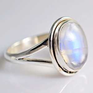 925 Sterling Silver Rainbow Moonstone <b>Statement</b> <b>Ring</b> Handmade Boho June Birthstone Jewelry Inlay Perfect Gift for Her Birthday - Product Image 4