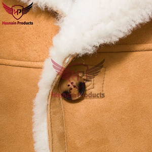 เสื้อโค้ทหนังแกะขนแกะสีแทนสำหรับผู้ชายเสื้อแจ็กเก็ตฤดูหนาวให้ความอบอุ่นเนื้อหนาปรับแต่งได้ตามต้องการ - Product Image 5