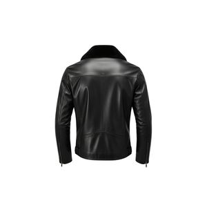 Vente en gros de blouson d'aviateur de haute qualité en fourrure pour hommes veste en cuir noir en peau de mouton vestes en fourrure en cuir véritable de grande taille par Maximize Wear - Product Image 6