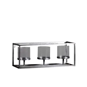 Candelabro Decorativo de Hierro para Vestíbulo de Hotel, Exhibición Interior, Portavelas Rectangulares Hechos a Mano - Product Image 1