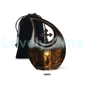 โกศสำหรับผู้ใหญ่สำหรับใส่เถ้ากระดูกของมนุษย์ตกแต่งสำหรับงานศพแบบไขว้ขนาดใหญ่พร้อมถุงกำมะหยี่ฟรี - Product Image 4