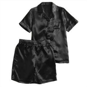 Conjunto de pijamas de seda de morera 100% para hombre de 16mm, ropa de dormir de manga corta, conjunto de pijamas de seda de lujo de 2 piezas - Product Image 3