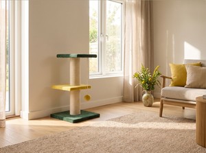 Arbre à chat en bois Amistar de haute qualité avec 2 plateformes à niveaux, écologique et durable, emballé en carton sécurisé pour chats et chatons - Product Image 2