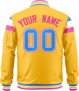 Personalized <b>Varsity</b> <b>Bomber</b> <b>Jacket</b> Satin Fabric Zip Up Design Custom Name Number Logo Teamwear Dropshipping OEM <b>Jacket</b> for <b>Men</b> - Product Image 5