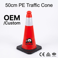Cône de signalisation routière en PEHD de 50 cm (20 pouces) pour parking, cône de sécurité en plastique rigide de 500 mm, cône d'avertissement haute intensité