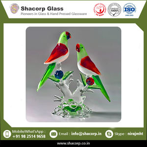 ศิลปะและกระเบื้องแก้วรูปนกแก้วน่ารักสองชิ้นมีสีที่น่าสนใจ - Product Image 2