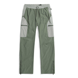 Men's Green Elastic Waist Cargo <b>Pants</b> Multiple Pockets Quick Dry Lightweight Casual Drawstring <b>Summer</b> Wear Windbreaker <b>Pants</b> - Product Image 1