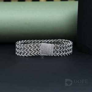 Pulsera de Plata de Ley 925 con Diamantes Cultivados en Laboratorio de 5 Quilates, Corte Brillante Redondo, Certificación IGI, Diseño Exclusivo, Estilo Hip Hop para Mujer - Product Image 1