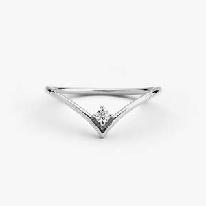 Customisable Chevron Lab Grown Diamond Ring 0.07 Ctw G Color SI Clarity 14K Solid Gold Everyday Trendy Simple Piece - Product Image 1