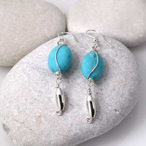 Handcrafted Kingman Turquoise Gemstone Drop Earrings 925 <b>Sterling</b> <b>Silver</b> <b>Wire</b> Design Boho Jewelry Trendy Party Gift Women - Product Image 6
