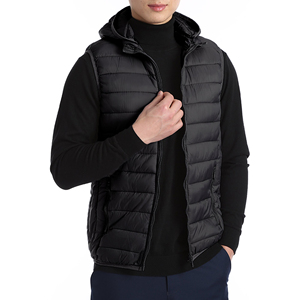 Gilet sans manches matelassé en satin pour homme, personnalisé OEM, avec broderie décorative, chaud, d'hiver, à capuche, vêtement d'extérieur - Product Image 6