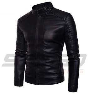 Chaqueta de Motocicleta de Cuero Genuino Personalizada para Hombre, Abrigo de Invierno de Diseñador Negro de Alta Calidad para Hombre - Product Image 1