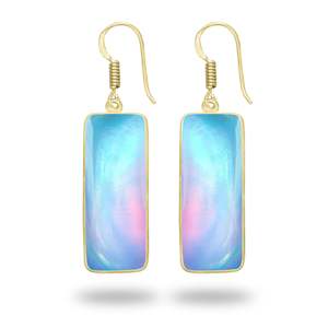 ต่างหูห้อยทรงหยดน้ำ ประดับพลอยออโรร่าธรรมชาติ ประจำเดือนธันวาคม งานแฮนด์เมด ชุบทองบนทองเหลือง - Product Image 6