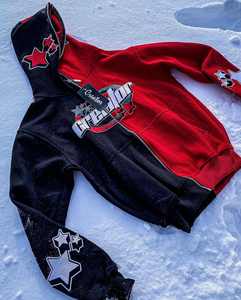 Custom Sun Faded pantalones de chándal bordados y Sudadera con capucha Jogging Suits Distressed Street Wear Full Face Zip up Hoodie Sweatsuit - Product Image 2