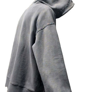 Sudadera con Capucha Personalizada 100% Algodón Unisex para Invierno, con Pedrería, Lavado Ácido, Bordado, Estilo Urbano - Precio al por Mayor - Product Image 6