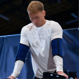 Couleur bleue bon fournisseur avec propre logo imprimé meilleure vente faites votre propre protection porter des manches de coude d'haltérophilie - Product Image 5