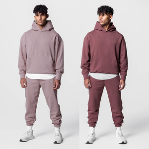 ชุดวอร์มผ้าเกล็ดปลาแบบหนาทำจากผ้าฝ้าย100% มีฮู้ดและกางเกงขายาวออกแบบโลโก้ได้ตามต้องการ - Product Image 3