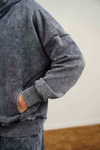 High Quality 100% Cotton Winter Hoodie <b>Men</b> Oversized Drop Shoulder Washed Heavyweight Fleece Eco-Friendly Breathable Custom - Product Image 6
